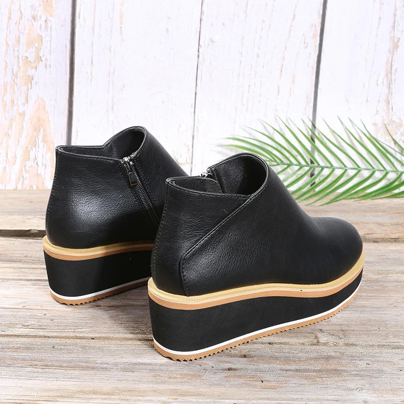 Coralie | Wedge Ankle Boots with Side Zipper