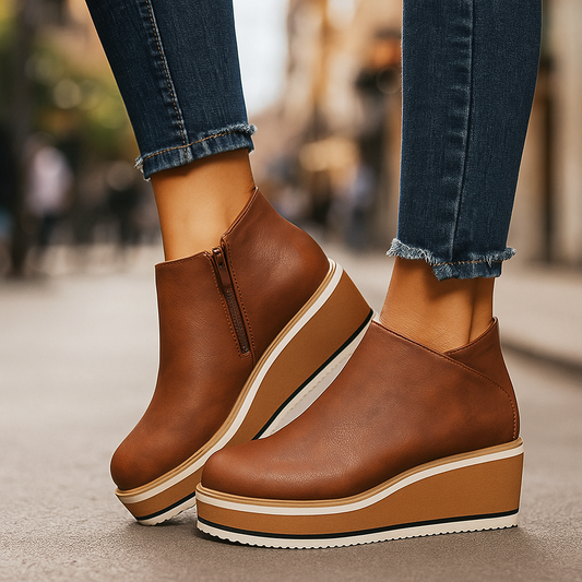 Coralie | Wedge Ankle Boots with Side Zipper
