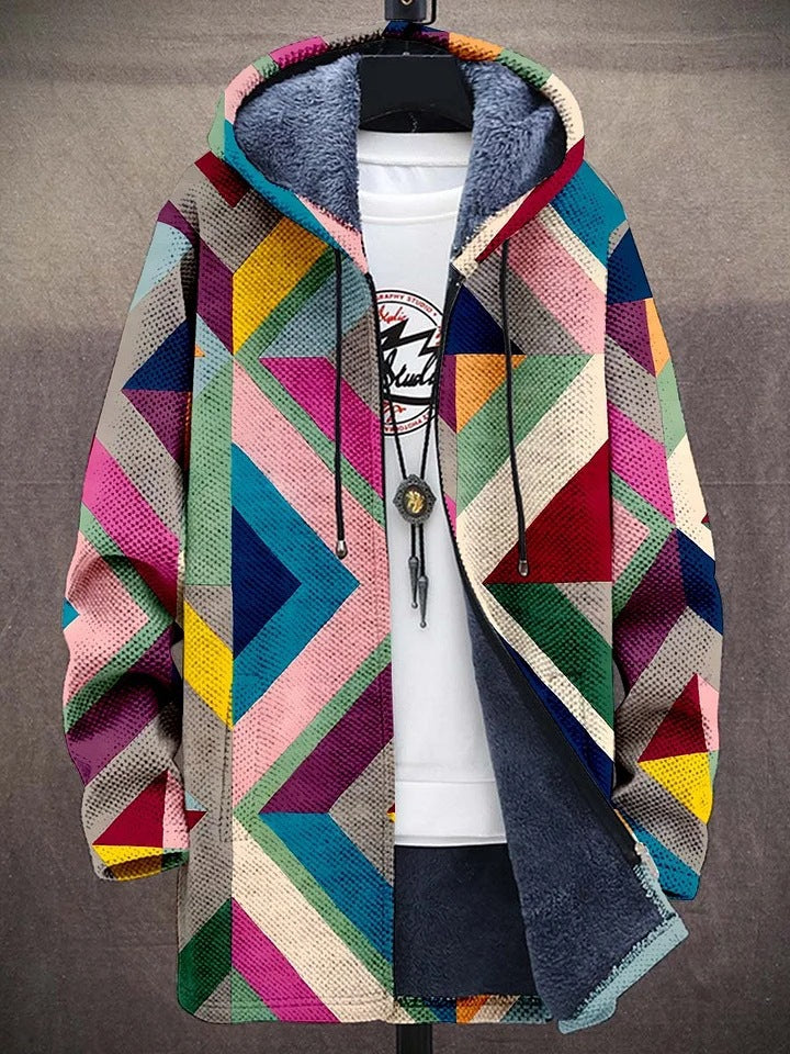 Nami | Sherpa-Lined Cardigan with Japanese Art Print