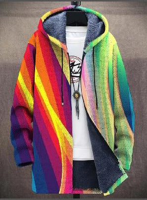 Nami | Sherpa-Lined Cardigan with Japanese Art Print