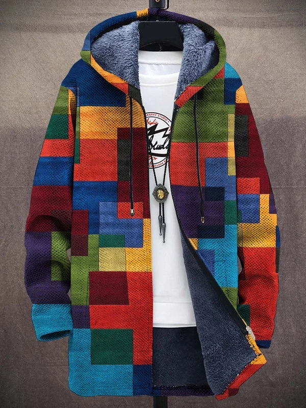 Nami | Sherpa-Lined Cardigan with Japanese Art Print