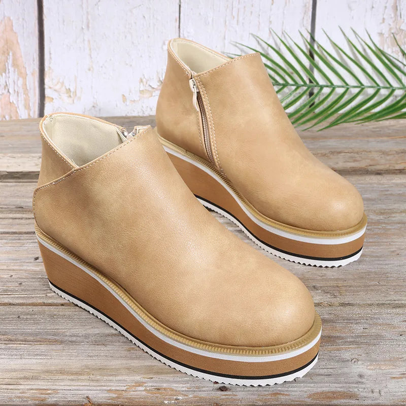 Coralie | Wedge Ankle Boots with Side Zipper