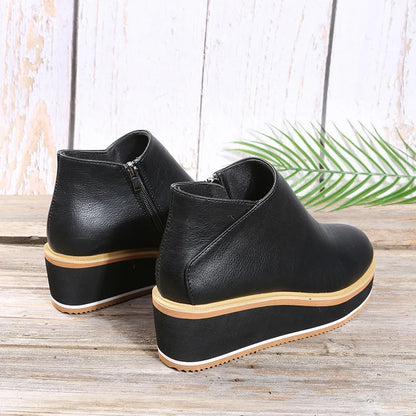 Coralie | Wedge Ankle Boots with Side Zipper