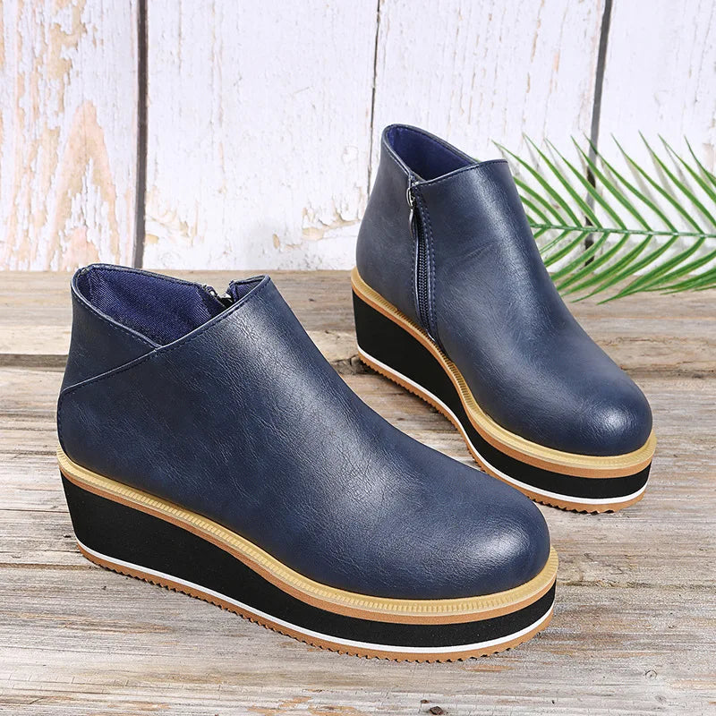 Coralie | Wedge Ankle Boots with Side Zipper