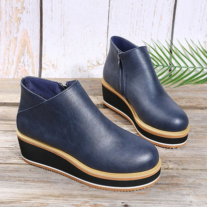 Coralie | Wedge Ankle Boots with Side Zipper