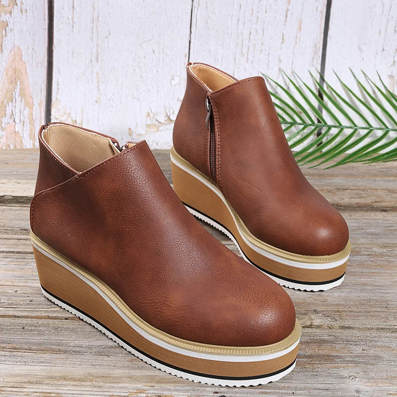 Coralie | Wedge Ankle Boots with Side Zipper