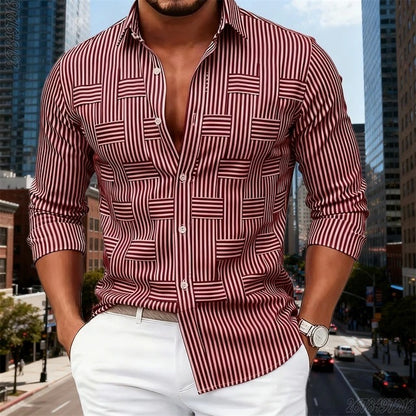 Everson | Men's Long-Sleeved Vintage Striped Shirt