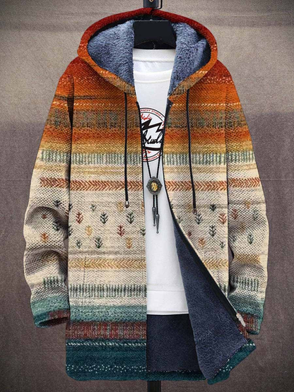 Nami | Sherpa-Lined Cardigan with Japanese Art Print