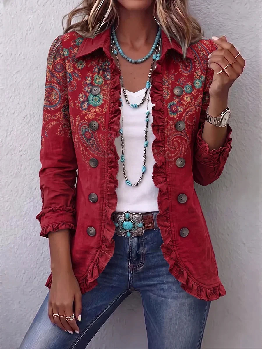 Sylvie | Bohemian Paisley Ruffled Coat