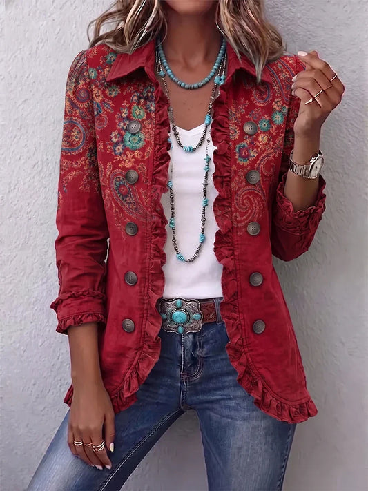 Sylvie | Bohemian Paisley Ruffled Coat