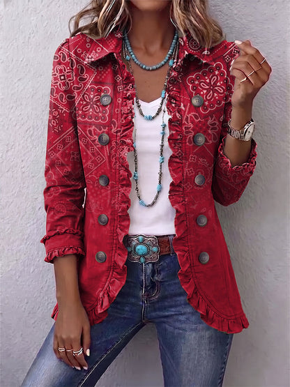 Paulette | Bohemian Paisley Ombré Print Pleated Jacket