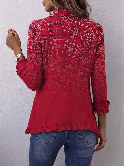 Paulette | Bohemian Paisley Ombré Print Pleated Jacket