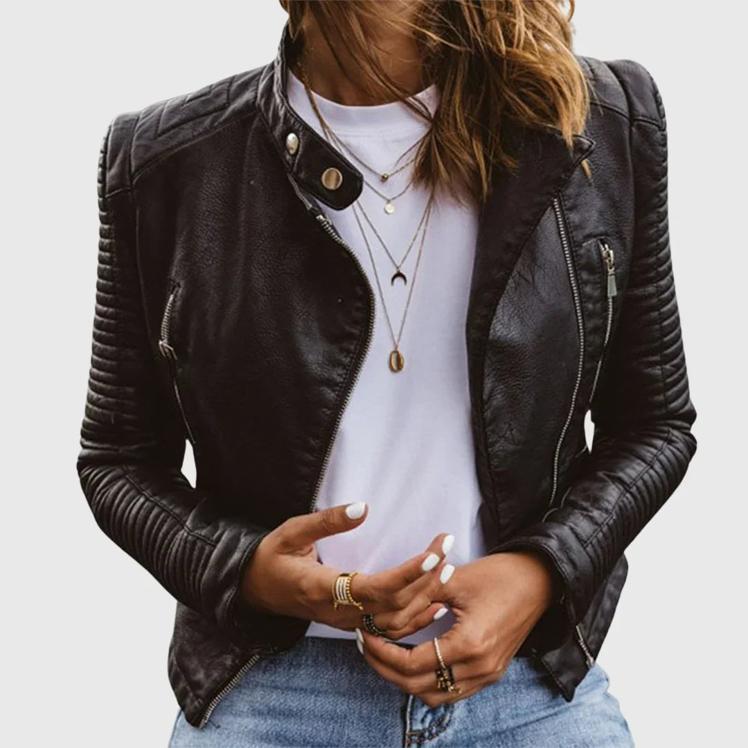 Women's Leather Jacket | Quilted Biker Moto