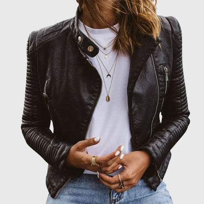 Women's Leather Jacket | Quilted Biker Moto