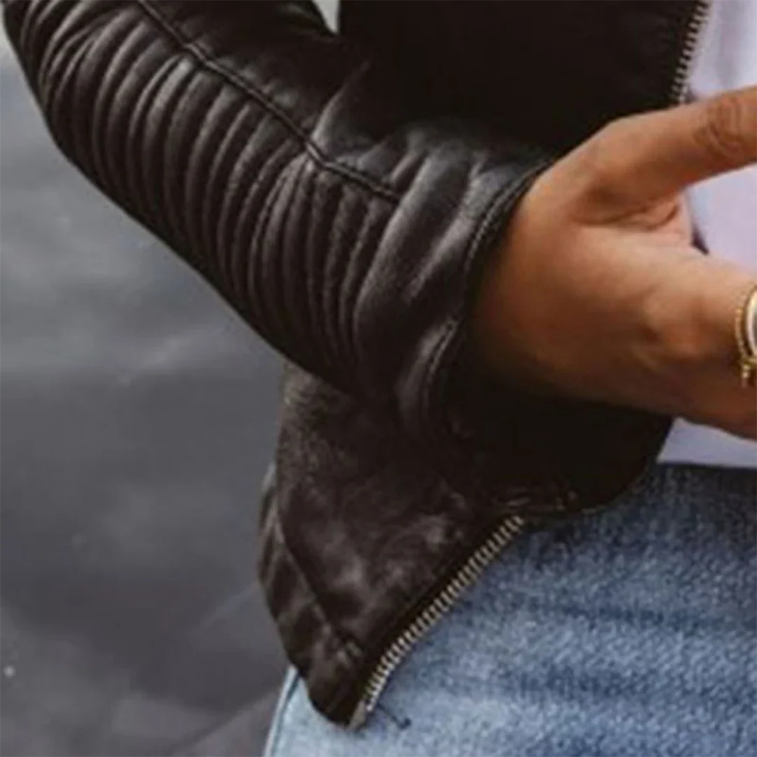 Women's Leather Jacket | Quilted Biker Moto